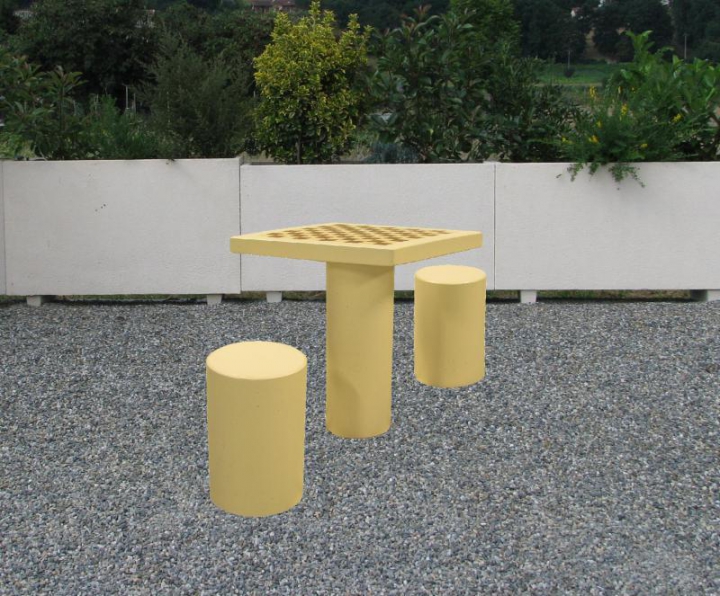 Table de jeu échecs béton couleur ivoire